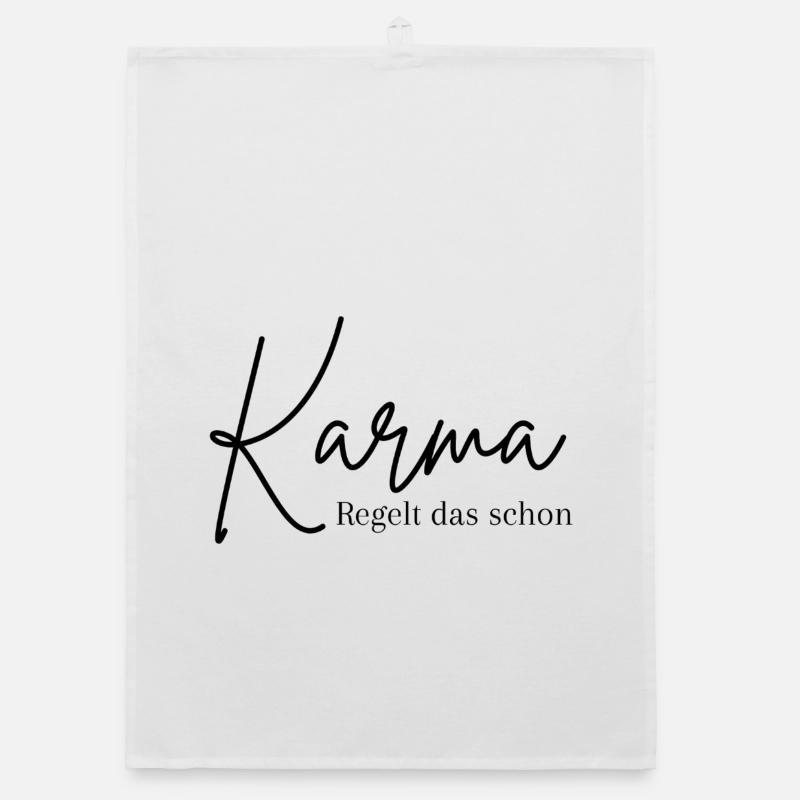 Karma Spruch im Kalligraphie-Look Organic Geschirrtuch