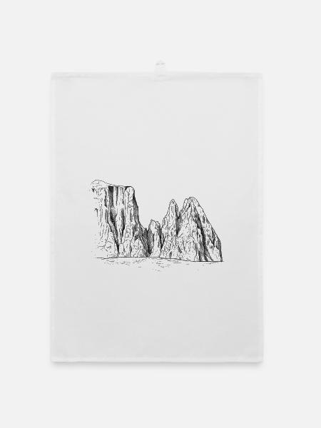 Silhouette du massif Sciliar | Monuments des Dolomites - Torchon bio - blanc - Devant