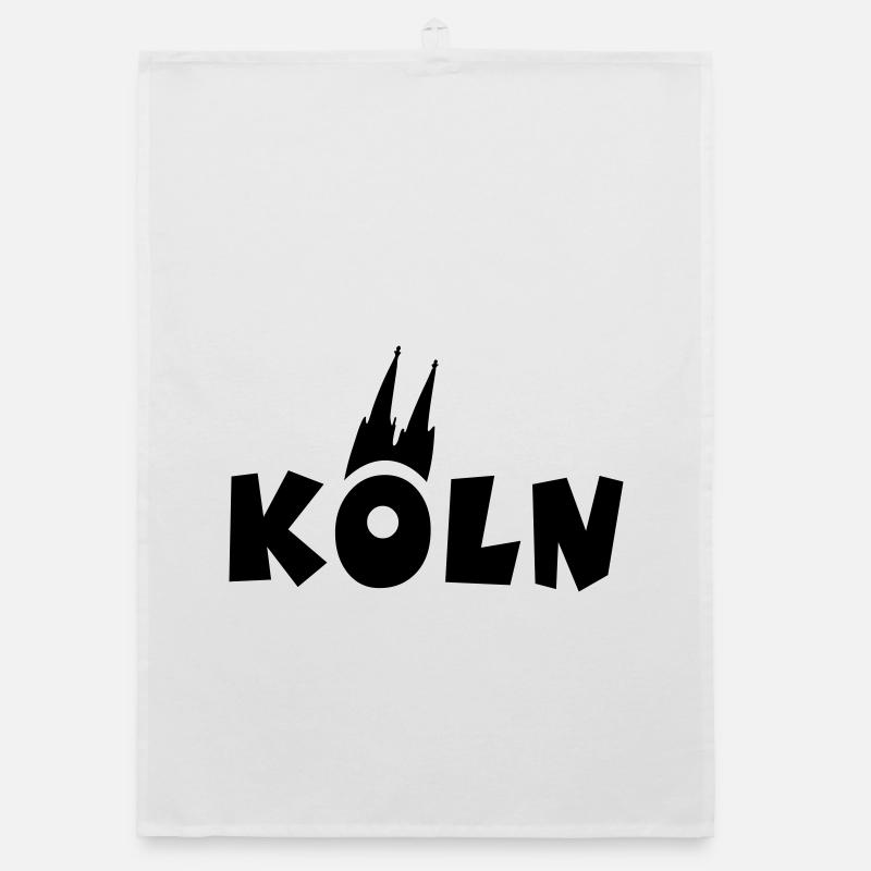 Köln mit Kölner Dom - Organic Geschirrtuch - Weiß