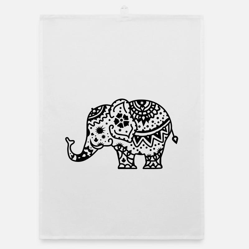 Decorated Indian elephant Organic dish towel