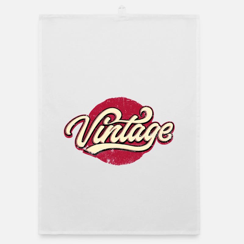 Vintage Script on Bold Red Circle Organic dish towel