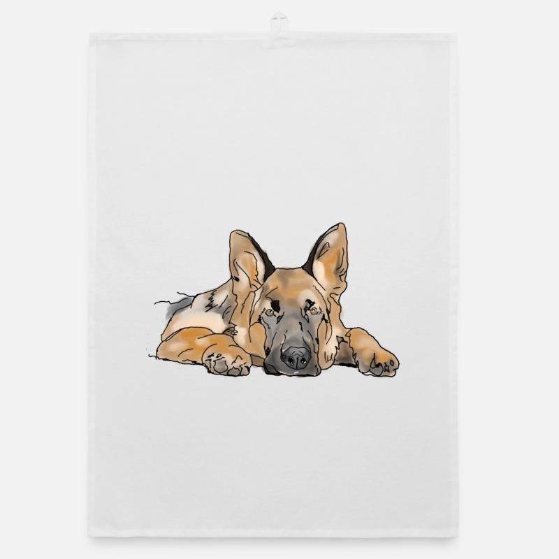 Schäferhund - Organic Geschirrtuch - Weiß