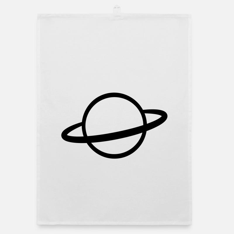 Planet with Ring Icon Outline Organic dish towel