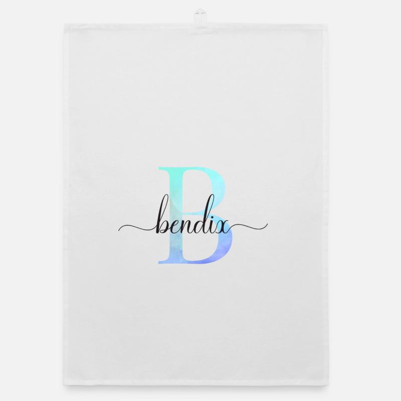 B| Monogramme | Nom | Bendix | Aquarelle Torchon bio