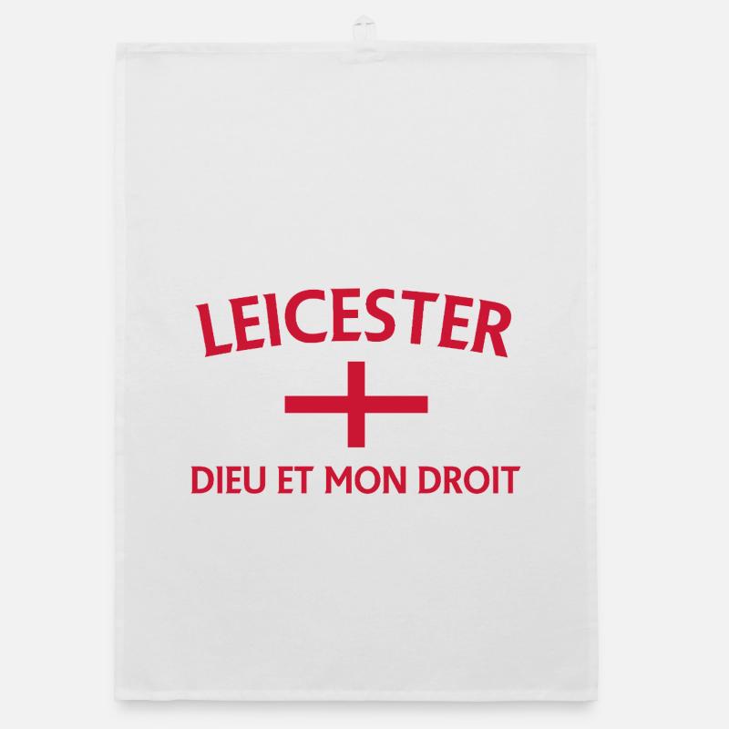 Leicester Angleterre Drapeau et devise Torchon bio