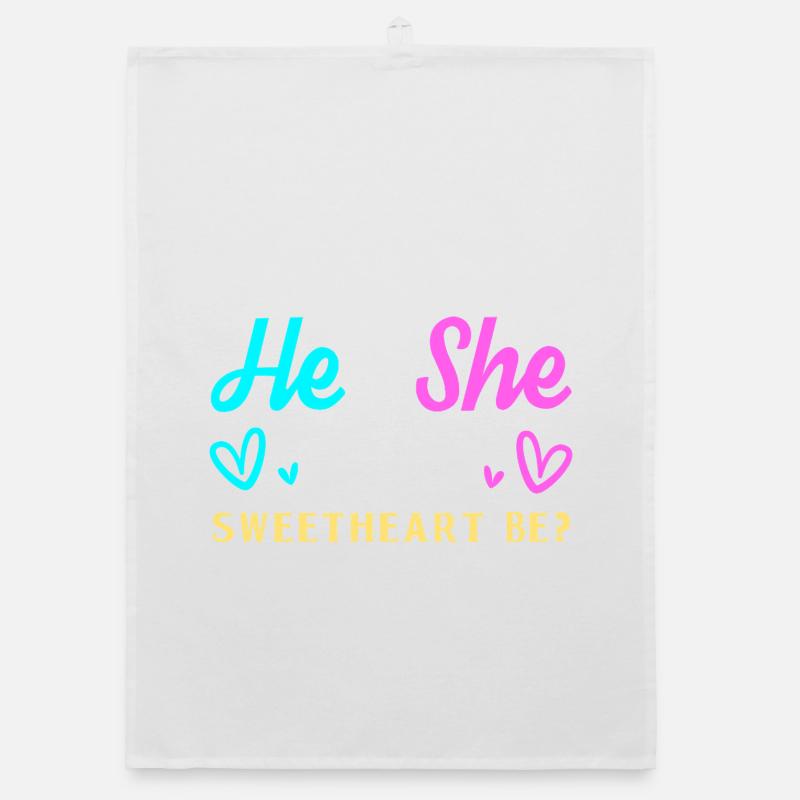 Gender Reveal Valentinstag Werdende Eltern Organic Geschirrtuch