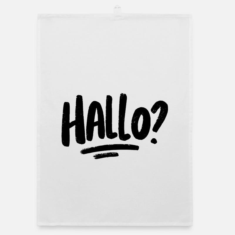 Hello? -black Organic dish towel