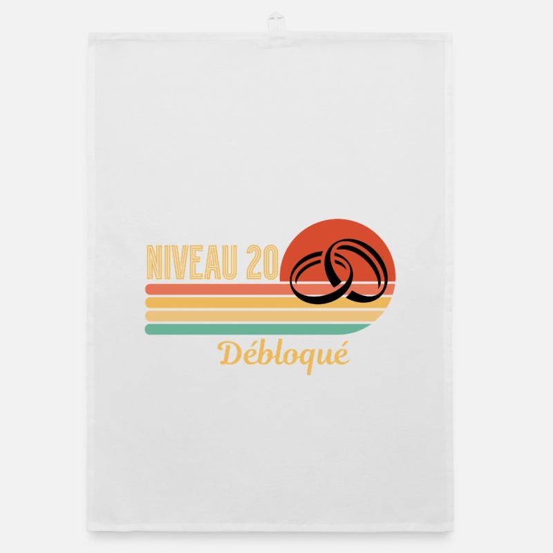 Level 20 Unlocked Retro Graphic Design Organic dish towel