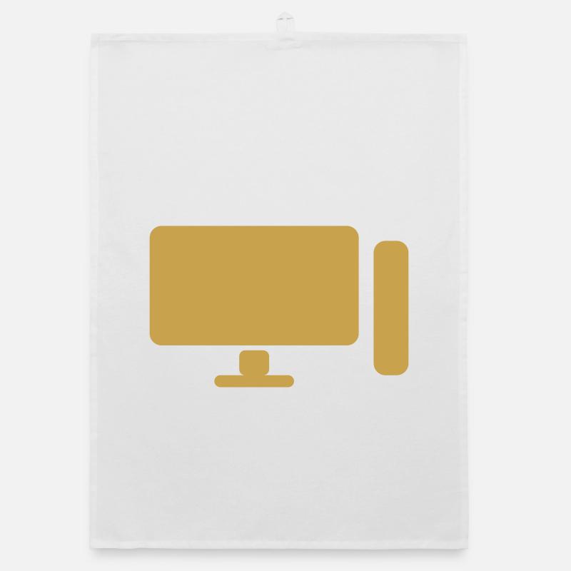 Icône minimaliste de configuration PC – Gamer Design - Torchon bio - blanc