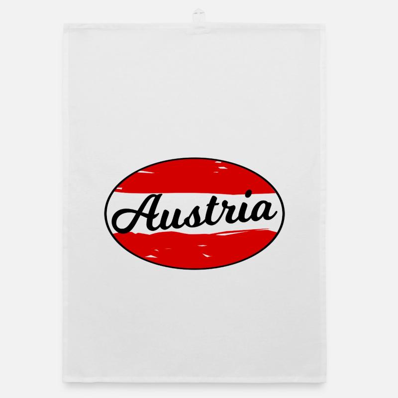 Austria Script Logo on Red Organic dish towel