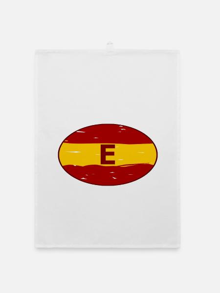 E Retro Emblem Spanien - Organic Geschirrtuch - Weiß - Vorne