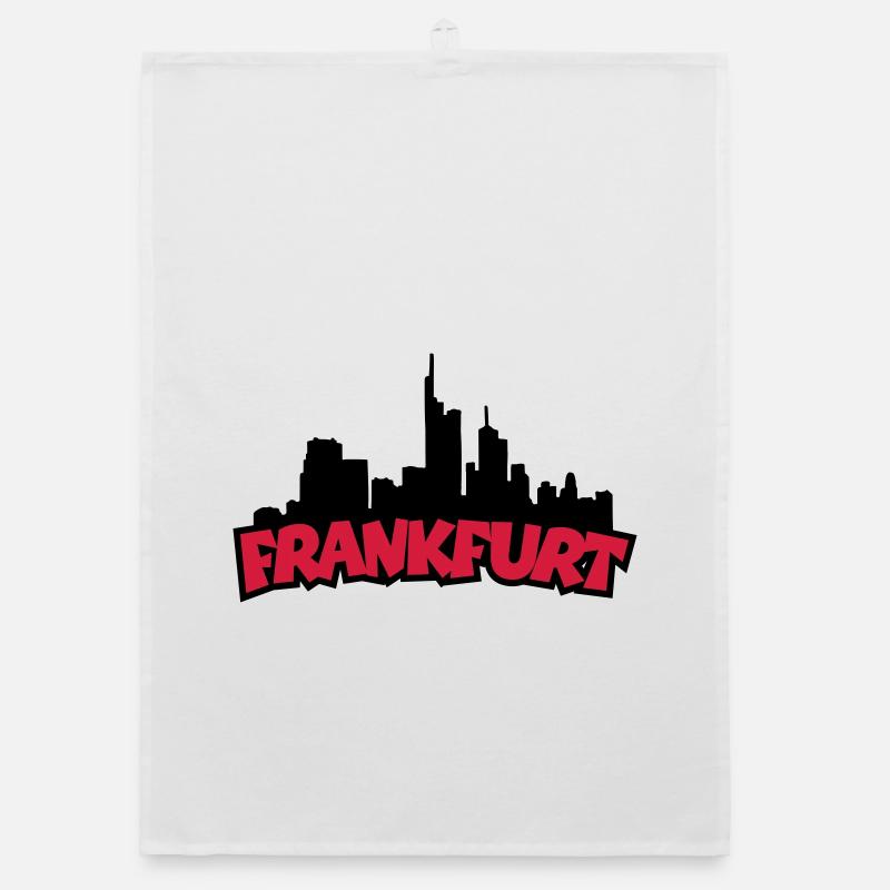 Frankfurt Skyline (Black / Red) Organic dish towel