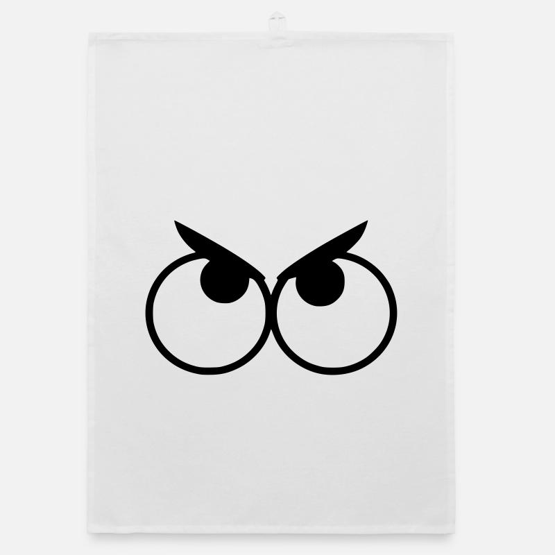 Angry looking eyes with eyebrows # Organic dish towel