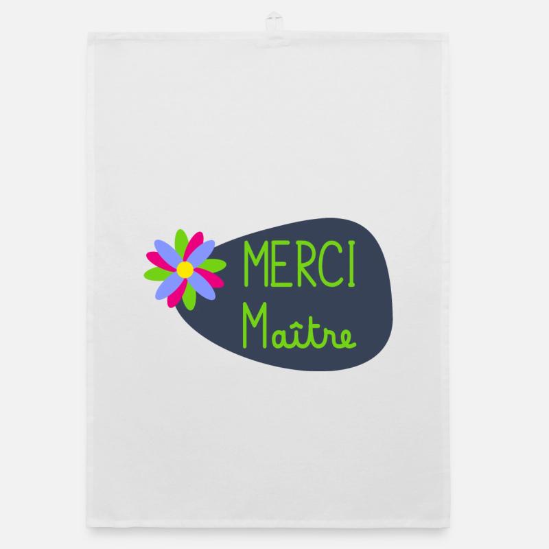 MAÎTRE. MERCI. MERCI MAÎTRE. CADEAU MAÎTRE - Torchon bio - blanc