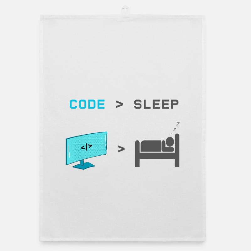 Code vs Veille : codeur en mode veille - Torchon bio - blanc