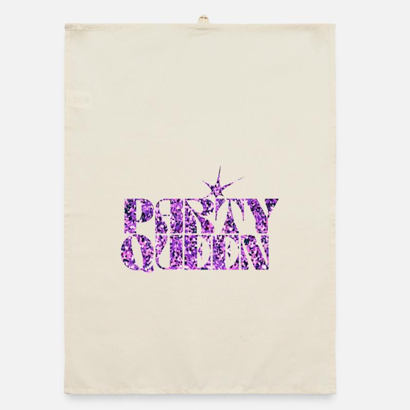 Party Queen Glitter Typography Organic dish towel