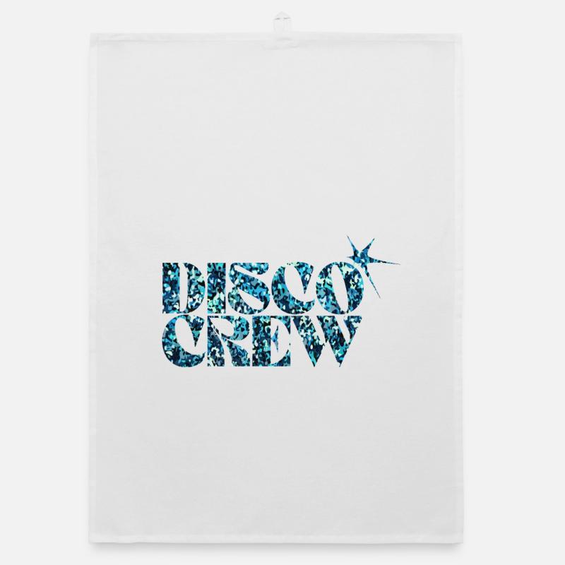 Disco Crew Glitter Blue Typographie Torchon bio