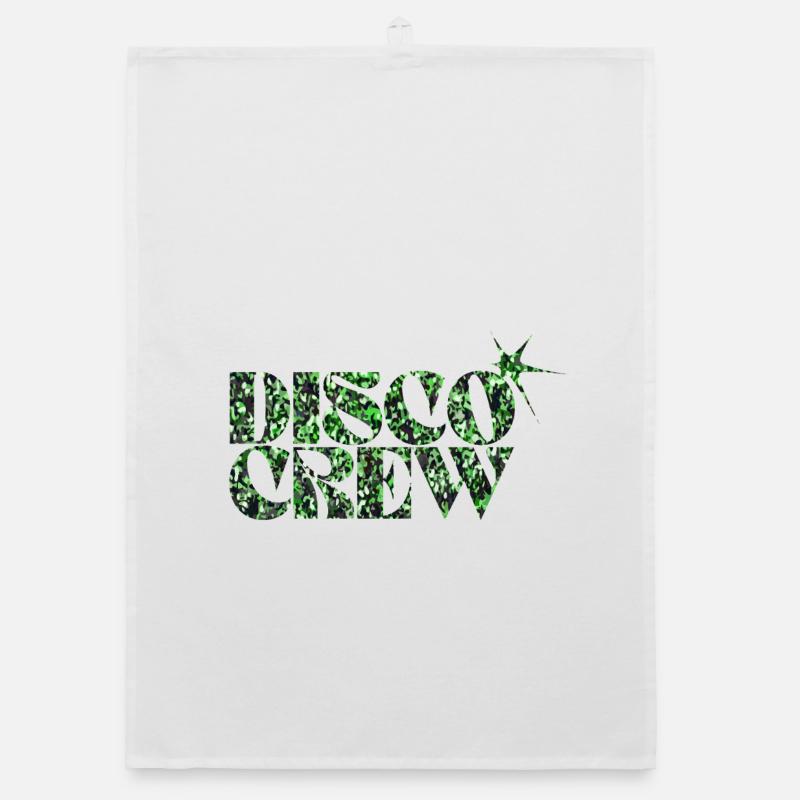 Disco Crew Glitter Green Typography Organic dish towel