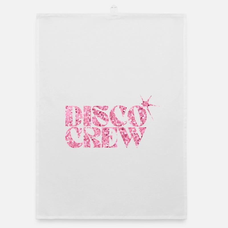 Disco Crew Pink Glitter Logo Organic dish towel
