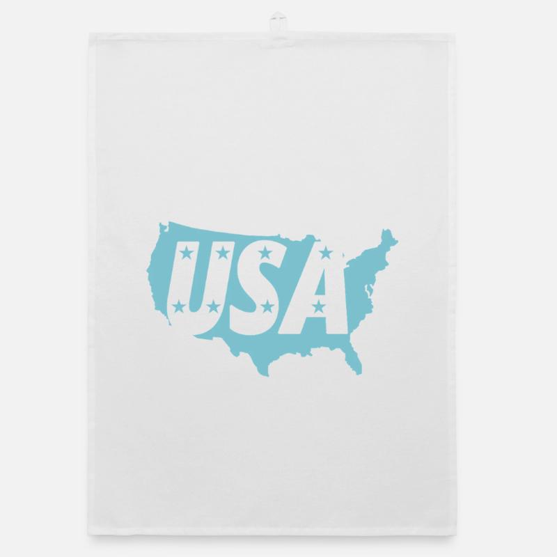 Blue USA map with stars Organic dish towel