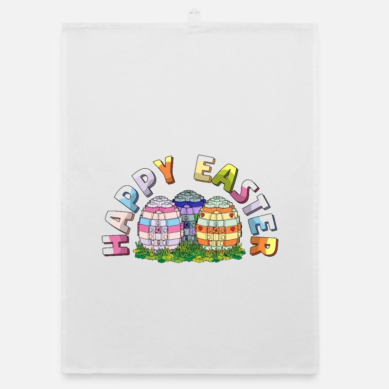 Happy Easter Brick Builder Easter Eggs Bricks Organic dish towel