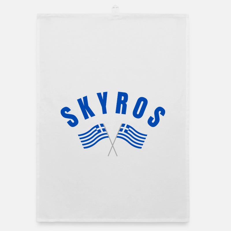 Drapeaux croisés grecs de Skyros Torchon bio