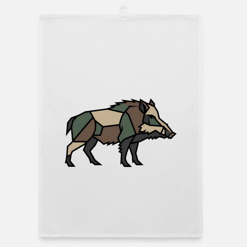 Geometric Boar Low Poly Organic dish towel