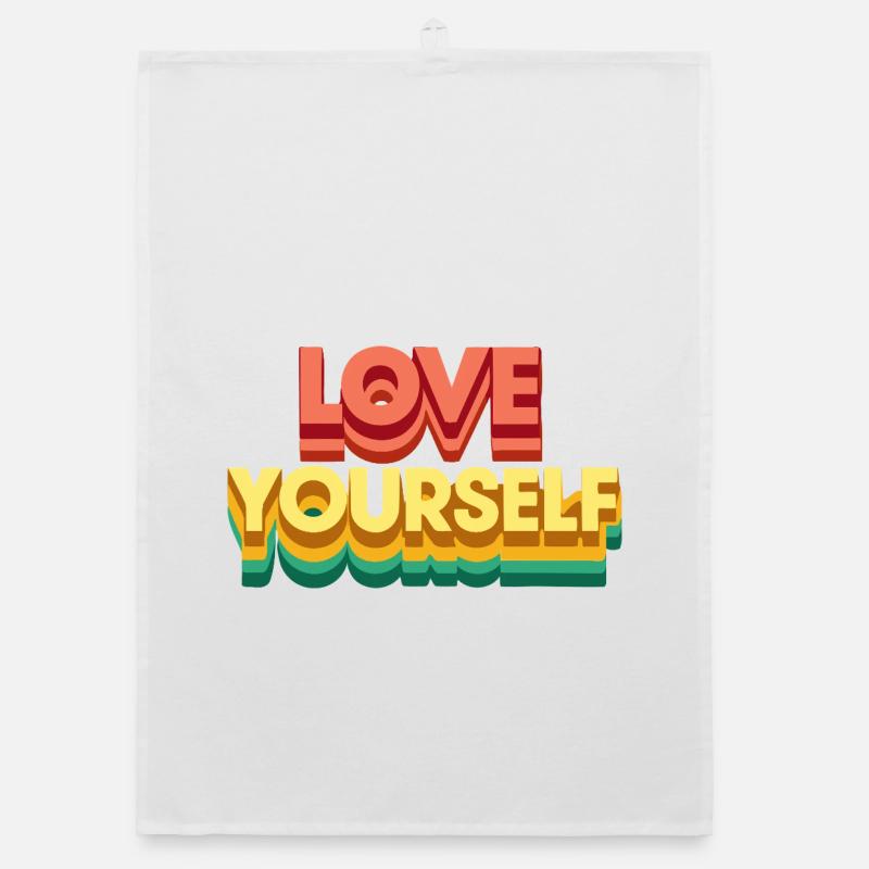 Retro Regenbogen-Selbstliebe Organic Geschirrtuch