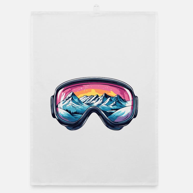 Ski Goggles Mountains Ski Organic dish towel