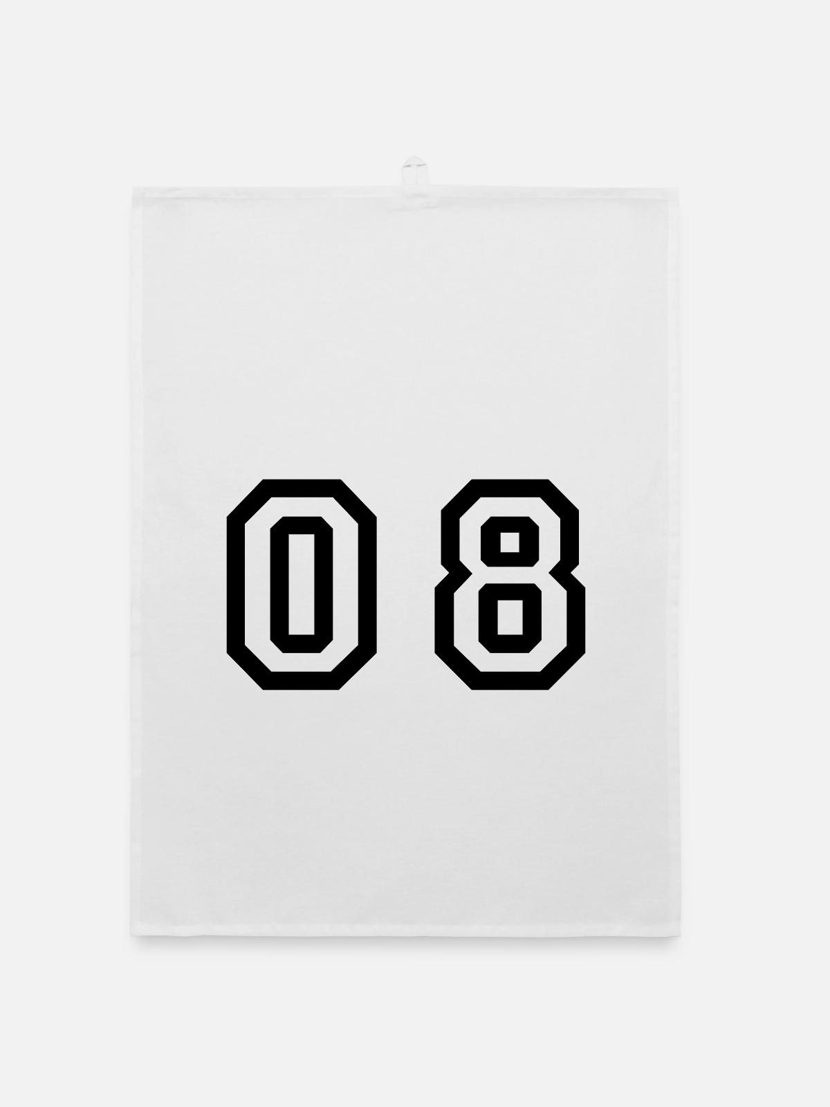 Nummer - 08 - null acht - Organic Geschirrtuch - Weiß - Vorne