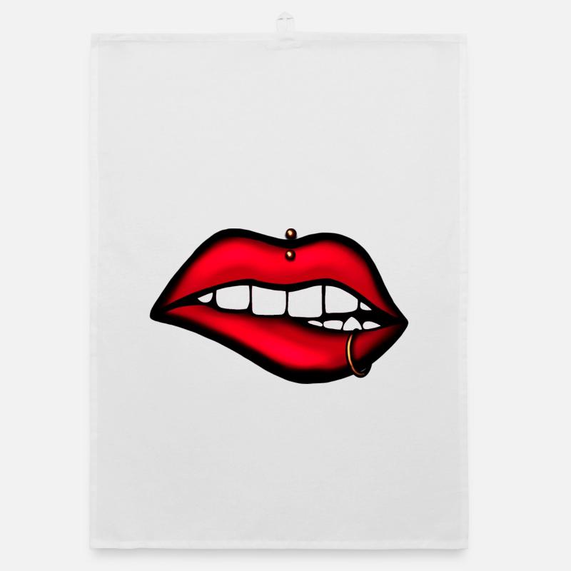 Lips with Piercing – Aesthetic Design Organic dish towel