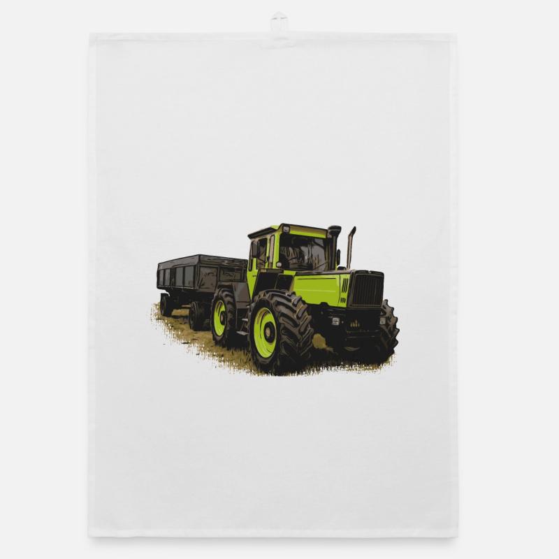 MB trac 1600 turbo mit Anhänger - Organic Geschirrtuch - Weiß