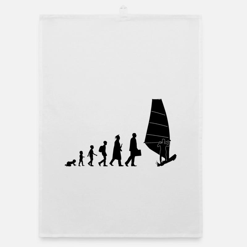 Entwicklung des Windsurfens - Organic Geschirrtuch - Weiß