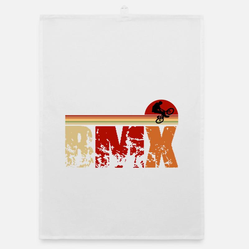 Design BMX rétro – Classique et élégant - Torchon bio - blanc