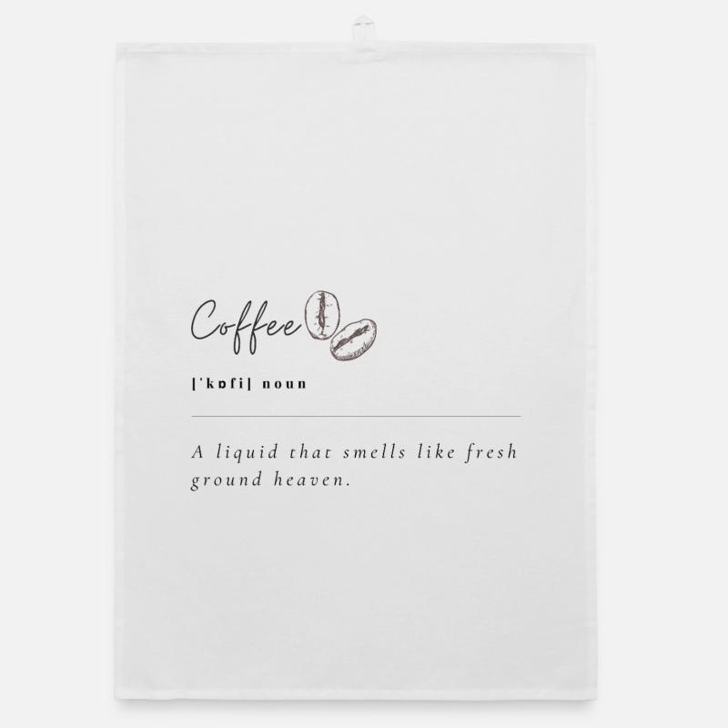 Impression minimale des grains de café - Torchon bio - blanc