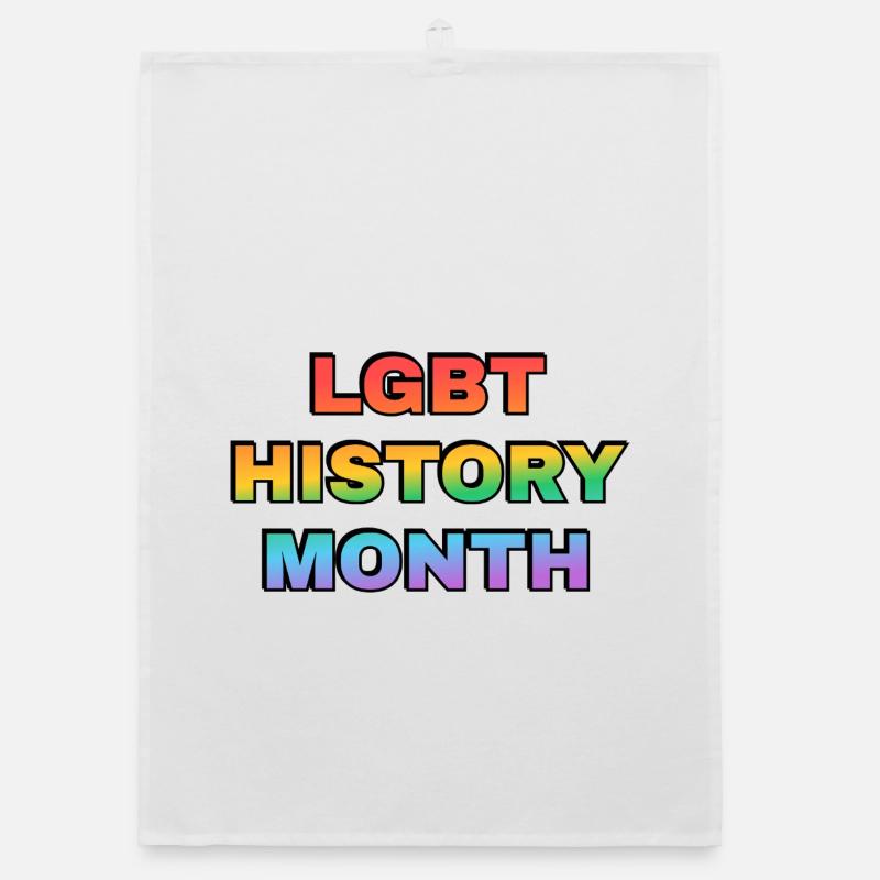 LGBT History Month Gradient Rainbow Text Organic dish towel