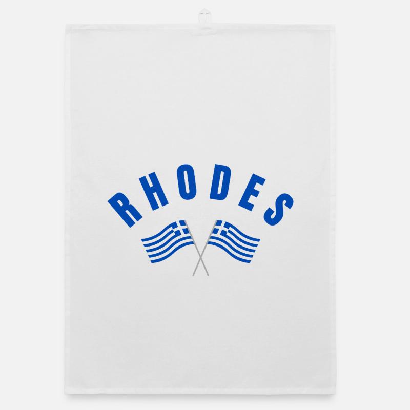 Drapeaux grecs de Rhodes croisés Torchon bio