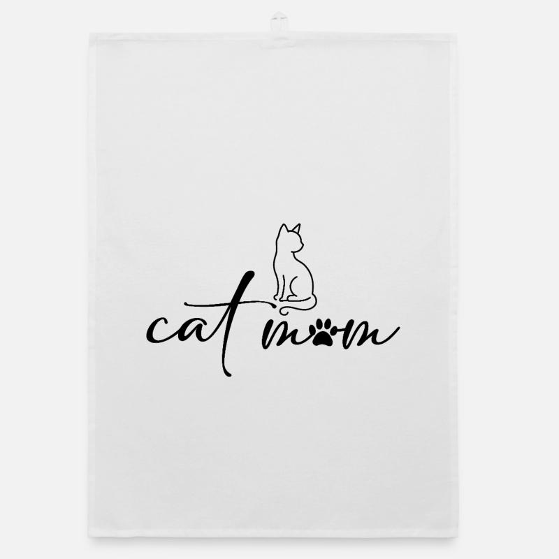 Cadeau Chat Maman Chat Amoureuse des Chats - Torchon bio - blanc