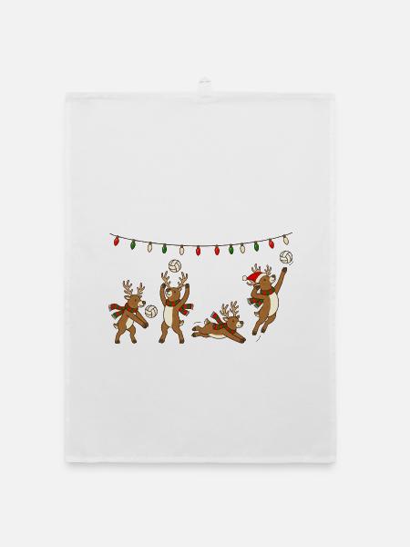 Volleyball Weihnachten Rentiere Wichtelgeschenk - Organic Geschirrtuch - Weiß - Vorne