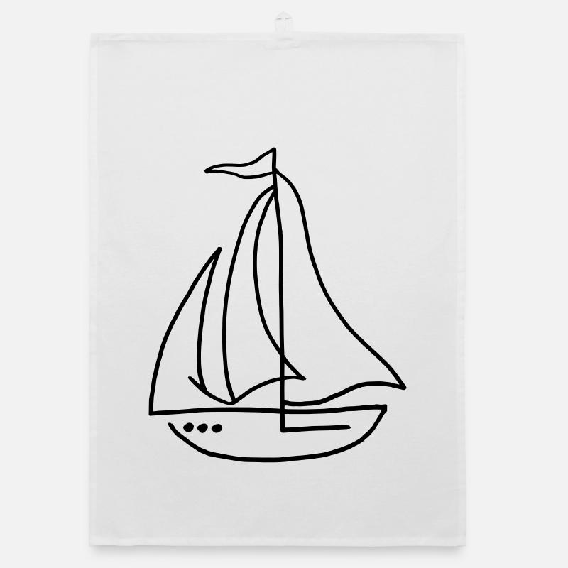 Sailboat sailing ship Organic dish towel
