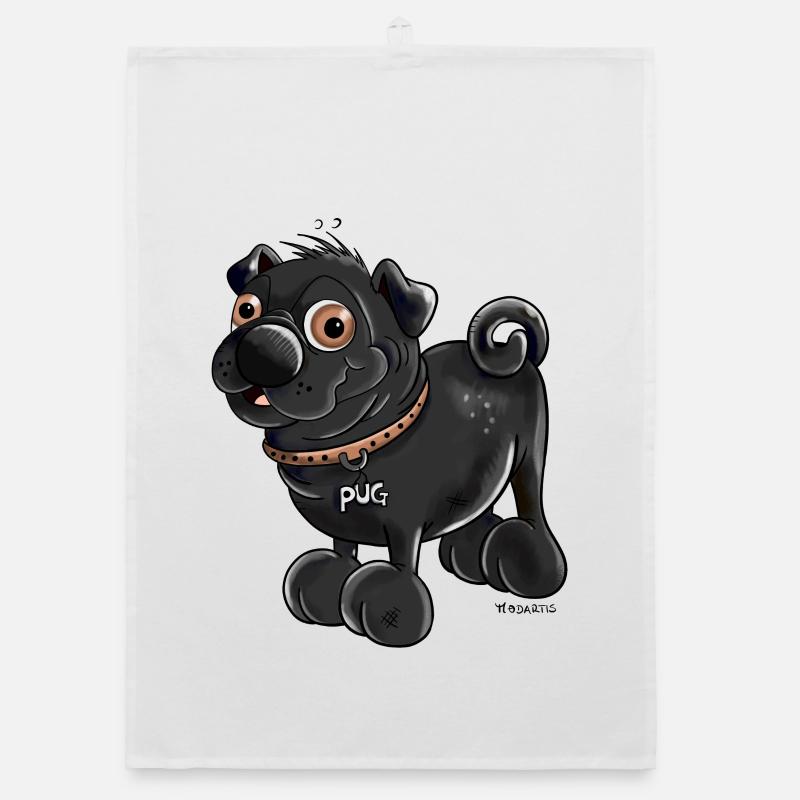 Da kommt ein Mops Organic Geschirrtuch