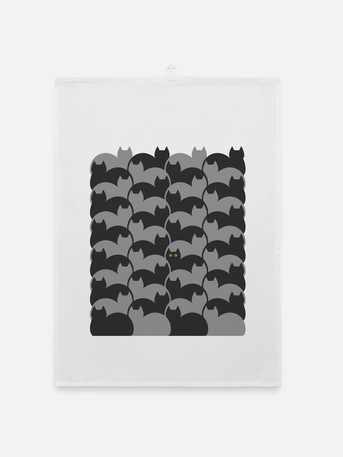 Texture Escher Style Cats - Torchon bio - blanc - Devant