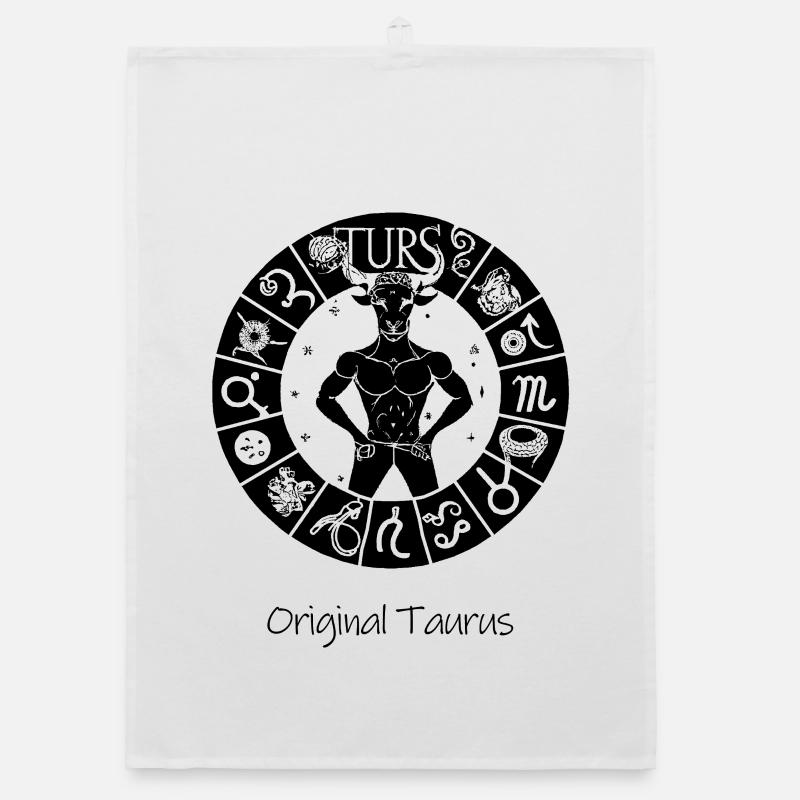 Sternzeichen Stier 001 schwarz Organic Geschirrtuch