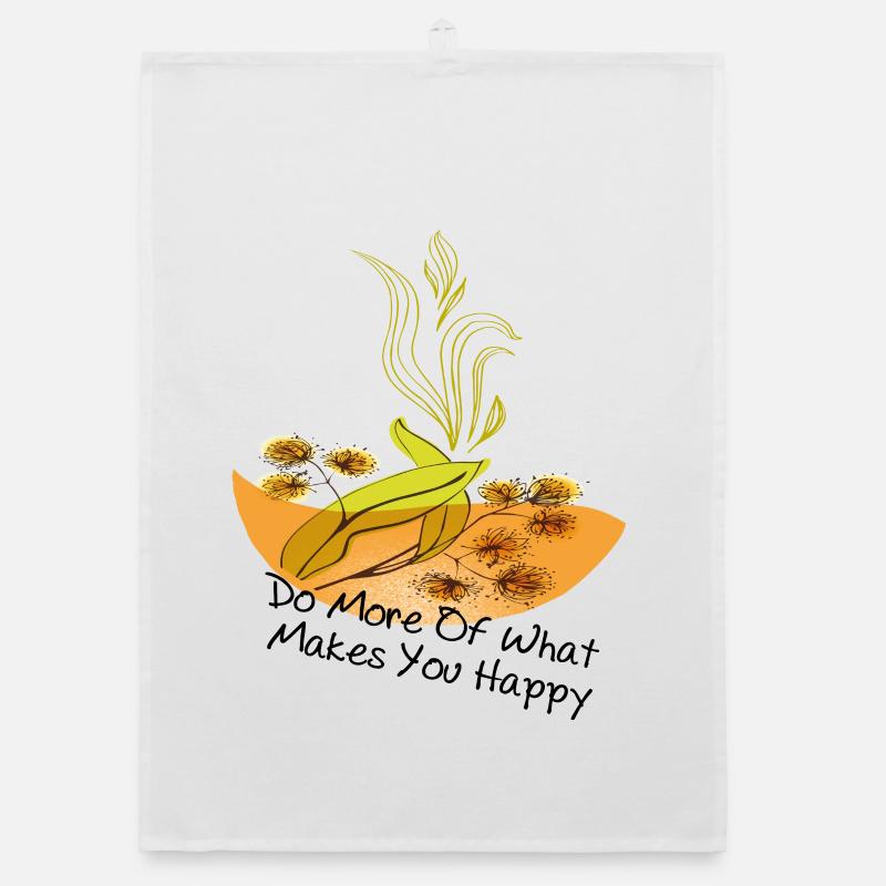 be happy, sei glücklich - Organic Geschirrtuch - Weiß