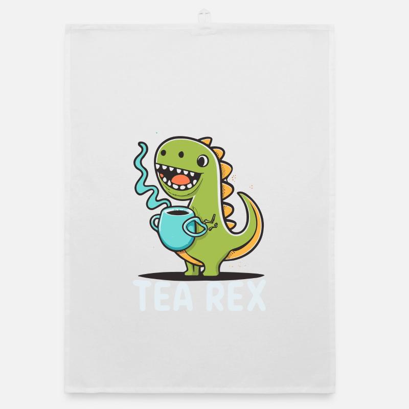 Funny 'Tea Rex' for tea lover Organic dish towel