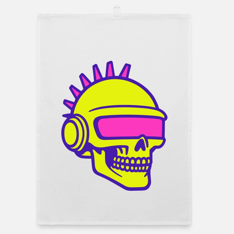Future Skull Punk - Organic Geschirrtuch - Weiß