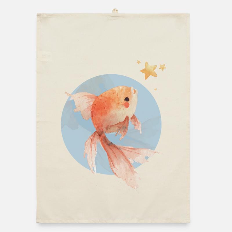 Goldfisch mit Weitblick Organic Geschirrtuch