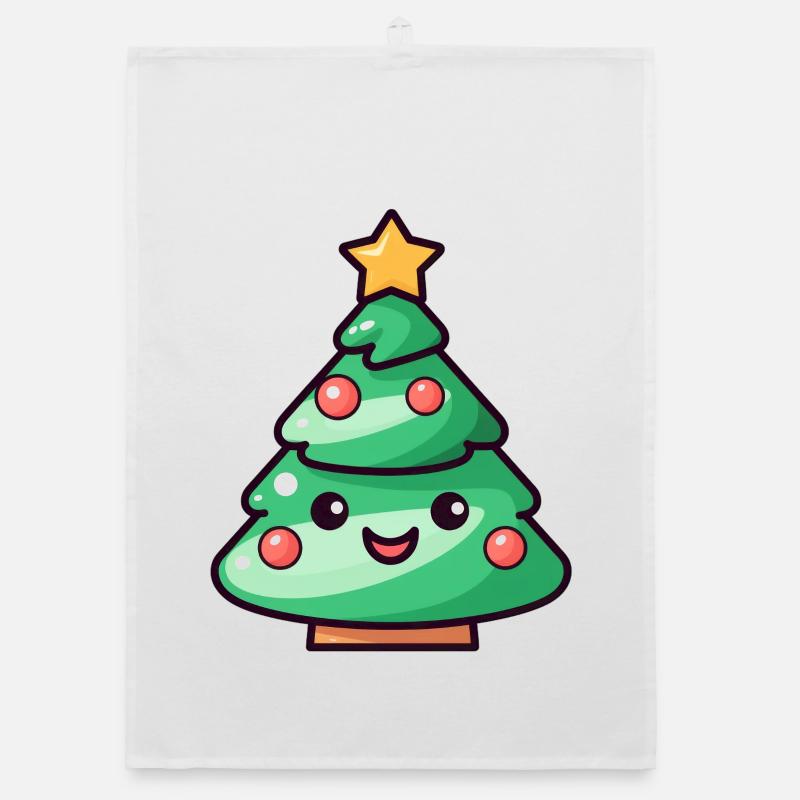Conception de dessin animé d’arbre de Noël kawaii Torchon bio