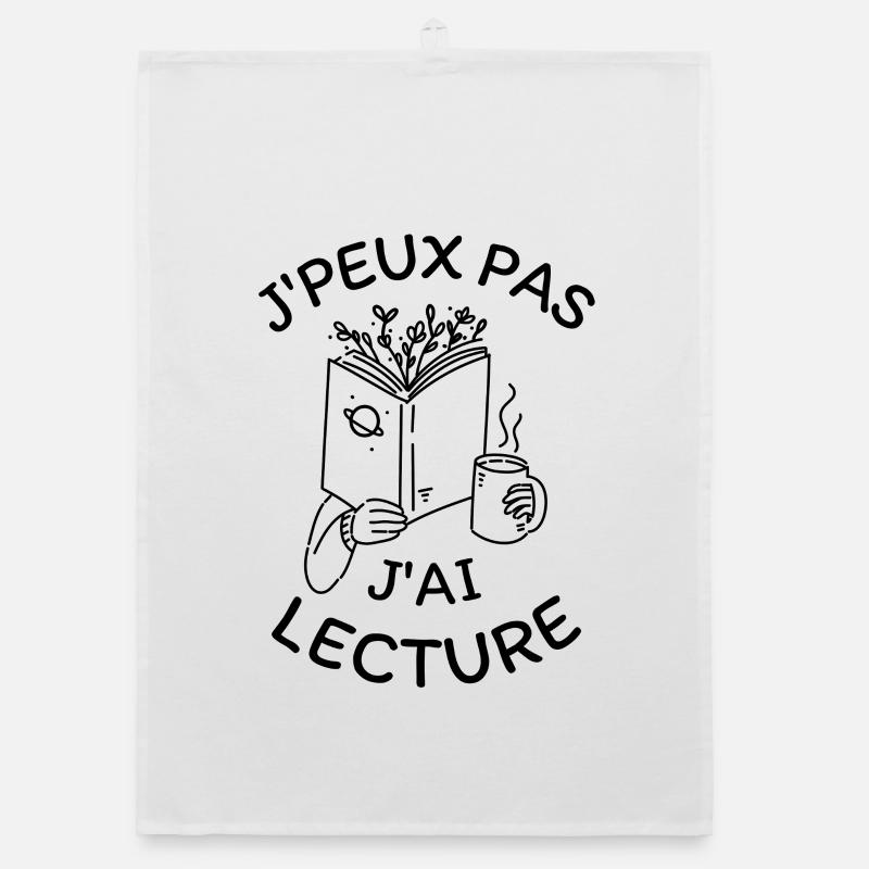 Je peux pas j'ai lecture  - Torchon bio - blanc