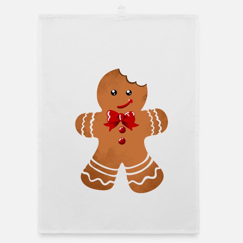 Sugar Gloss Gingerbread Man with Bow Organic dish towel